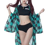 Fiamll Rengoku - Traje de baño para mujer, traje de baño para mujer, traje de baño de anime, traje de baño, verde y negro, S