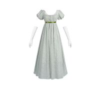 Fiamll Vestido de mujer Regency para mujer Vestido de estilo Imperio con cintura floral de la era Regency Vestido de té largo para fiesta Vestido de estilo Renacentista, Flor verde., XL