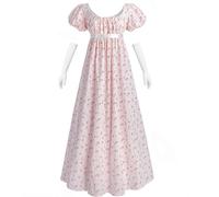 Fiamll Vestidos de mujer Regency para mujer Vestidos de talle imperio floral de la era Regency Vestido de té de fiesta largo Vestido de época Renacentista, rojo, L