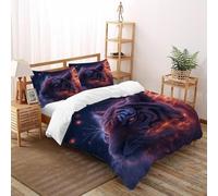 Fiamma Funda De Edredón 3 Piezas 3D Impresa Magic ForestAnimal con Cremallera Y Funda De Almohada Super King（260x220cm） Microfibra Juego De Cama para para Niñosy Hombres