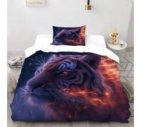 Fiamma Funda Nordica Algodon 2 Piezas con Impresión En 3D Magic ForestAnimal con Funda Almohada Single（135x200cm） Microfibra Juego De Cama para para Adultos Y Niñas