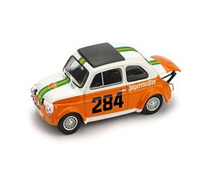 FIAT 500 ABARTH 695SS TEAM MERANO CORSE JAGERMEISTER N 284 RALLY COLLE DELLA MADDALENA 1973 RENATO MENAPACE WHITE ORANGE GREEN