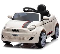 Fiat 500 Coche eléctrico para niños de 3 años, Potencia del Motor 2x30W, Volante con Sonido, Cinturones de Seguridad (Perla)