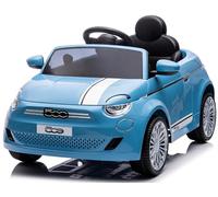 Fiat 500 Coche eléctrico para niños de 3 años, Potencia del Motor 2x30W, Volante con Sonido, Cinturones de Seguridad (Perla Azul)