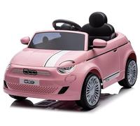 Fiat 500 Coche eléctrico para niños de 3 años, Potencia del Motor 2x30W, Volante con Sonido, Cinturones de Seguridad (Rosa)