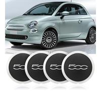 Fiat 500 Tapacubos Centro Llantas Aluminio (4 Borde Plata Letras Plata)