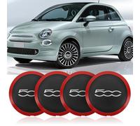Fiat 500 Tapacubos Centro Llantas Aluminio (4 Borde Rojo Letras Plata)