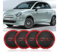 Fiat 500 Tapacubos Centro Llantas Aluminio (4 Borde Rojo Letras Rojas)