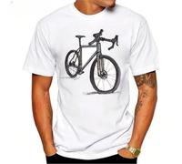 FIATI00P Funny Bicycles I Ride Therefore I Am Long Print T-Shirt Summer Men Short Sleeve Bikes Print White Casual Tops