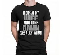 FIATI00P I Look At My Wife & Think Shes A Lucky Woman Mens Organic Gift T-Shirt