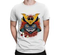 FIATI00P Samurai Cat Funny Cat T-Shirt Men's T-Shirt Screen Printed - Pun Love White
