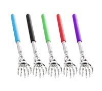 Fiauli Rascador de espalda duradero de acero inoxidable, 5 unidades, juego extensible, herramienta telescópica para zonas de difícil acceso, botón de masaje portátil ajustable, color mezclado