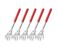 Fiauli Rascador de espalda duradero de acero inoxidable, 5 unidades, juego extensible, herramienta telescópica para zonas de difícil acceso, botón de masaje portátil ajustable, resistente a la