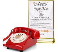 FiayaCom Libro de visitas de audio para boda, reserva tus ocasiones especiales, mensajes de audio personalizados, para bodas, fiestas, confesiones (rojo + letrero)