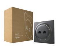 FIBARO Walli N Ethernet Outlet / Salida Ethernet, 2 conectores RJ45, categoría 6, Antracita, FGWEEU-021-8