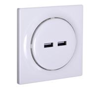 FIBARO Walli N Outlet / Toma de pared USB, doble, blanco, FGWU-021
