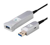 FIBBR USB-A Cable de Extensión Activa 15M, 5Gbps USB 3.2 Cable de Fibra Óptica con USB 2.0 Carga Interfaz, Transmisión de Larga Distancia sin Daños para Impresoras, Escáneres, Sistema de Monitoreo
