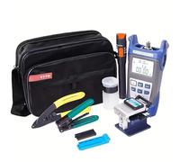 Fiber Optic Termination Tool Kit - 9 in 1 Assembly FTTH Tool Kit with SKL-6C Cleaver Optical Power Meter Finder - VFL-30 km Visual Fault Locator Optical Pliers Cable Cutter Stripper
