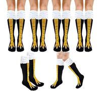 Fibete Calcetines de Pata de Pollo, divertidos calcetines por debajo de la rodilla para hombre y mujer, calcetines de pollo 4 Pares