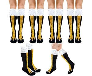 Fibete Calcetines de Pata de Pollo, divertidos calcetines por debajo de la rodilla para hombre y mujer, calcetines de pollo 4 Pares