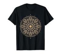 Fibonacci Arte Fractal Espiral Mandala Geometría Sagrada Dorada Camiseta