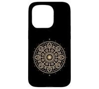 Fibonacci Arte Fractal Espiral Mandala Geometría Sagrada Dorada Carcasa para iPhone 15 Pro