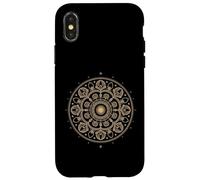 Fibonacci Arte Fractal Espiral Mandala Geometría Sagrada Dorada Carcasa para iPhone X/XS