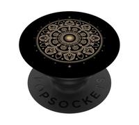 Fibonacci Arte Fractal Espiral Mandala Geometría Sagrada Dorada PopSockets PopGrip Adhesivo