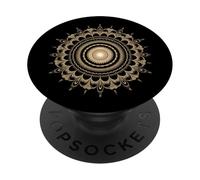 Fibonacci Arte Fractal Espiral Mandala Geometría Sagrada Dorada PopSockets PopGrip Adhesivo