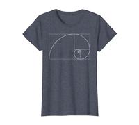 Fibonacci día Oro relación matemáticas y Ciencia Camiseta, Mujer, Azul Jaspeado, XXL