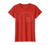 Fibonacci día Oro relación matemáticas y Ciencia Camiseta, Mujer, Rojo, L