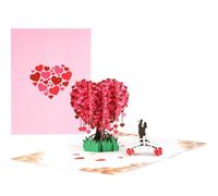 FIBOUND 1 Juego de Tarjetas de Árbol de Amor,Tarjeta del Día de San Valentín, Tarjetas de Aniversario, Tarjetas de Regalo para Novios y Novias (Sobre + Tarjeta de Felicitación + Tarjeta Pequeña)