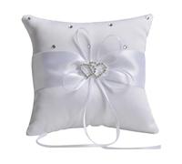 FIBOUND 1 Piezas Cojín Anillo, Almohada Porta Anillos Matrimonio, Almohada Anillo Boda, Cojín Porta Anillos Boda Cuadrado, Almohada Anillo Romántico, como Regalo para Su Pareja, Amigo (Blanco)