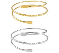 FIBOUND Pack de 2 Brazaletes Ajustables para Mujer - Joya de Brazo en Oro & Plata, Diseño Serpiente Minimalista, Pulsera Abierta Estilosa