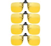 FIBOUND Pack de 4 Gafas de Conducción Nocturna Polarizadas - Clip Anti-Reflejos Abatible Hombre Mujer, Reduce el Deslumbramiento de Faros, Visión Nocturna Mejorada para Mayor Seguridad
