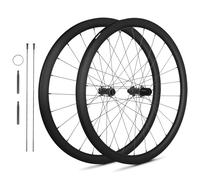 Fibra De Carbono 700C Juego De Ruedas para Bicicleta De Carretera Altura 32/38/46/50mm Eje Pasante Cierre Central Freno De Disco Bujes 24H para Cassette De 8-12 Velocidades(46MM)