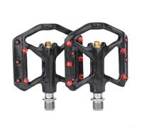 Fibra de carbono plegable para pedales de bicicleta con 3 rodamientos sellados, pedales anchos de ciclo de carretera, eje de aleación TC4 antideslizante ligero pedales de ciclismo negro (rojo + negro)