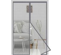 Fibra de vidrio Mosquitera Puerta Magnetica 135x140 cm，Gran resistencia reforzada Cortina Antimoscas de Malla Antimosquitos con Iman,Cierre automático,Lgnífugo,Resistente a desgarros,Gris