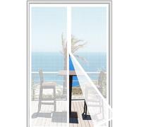 Fibra de vidrio Mosquitera Puerta Magnetica 60x145 cm，Gran resistencia reforzada Cortina Antimoscas de Malla Antimosquitos con Iman,Cierre automático,Lgnífugo,Resistente a desgarros,Blanco