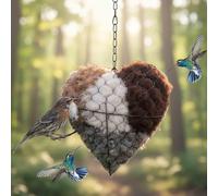 Fibra hecha a mano para pájaros con corazón, corazón de fibra de Alpaca para nido de pájaros, material de fibra de Alpaca para pájaros al aire libre, soporte de material de nido reutilizable para