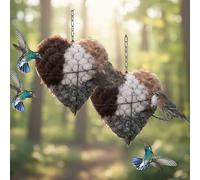 Fibra hecha a mano para pájaros con corazón, corazón de fibra de Alpaca para nido de pájaros, material de fibra de Alpaca para pájaros al aire libre, soporte de material de nido reutilizable para