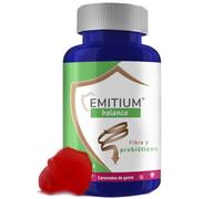 Fibra para el Estreñimiento | Suplemento para regular la digestión | FOS, Probióticos y Prebióticos | Sin Azúcar | 60 Gominolas Sabor Fresa | EMITIUM Balance