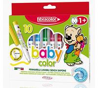 FIBRACOLOR Rotuladores Baby Color - Paquete de 10 colores superlavables solo con agua