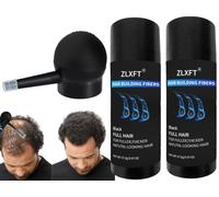 Fibras Capilares,2pcs Fibras Capilares Negro con Aplicador,Fibras Capilares Negro,Fibra Correctora Capilar,Polvo de Fibra Cabello,Fibras Capilares Castaño,Polvo Para Adelgazar el Cabello,27.5g