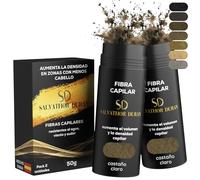 Fibras Capilares Castaño Claro 50g | Pack 2 Unidades | Fibra Capilar Hombre y Mujer para Cubrir Calvas, Disimular Calvicie y Aumentar Volumen Cabello | Resistentes al Agua con Efecto Natural