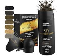 Fibras Capilares Castaño Oscuro 25g con Aplicador y Peine | Fibra Capilar Hombre y Mujer para Cubrir Calvas, Disimular Calvicie y Aumentar Volumen Cabello | Resistentes al Agua y con Efecto Natural