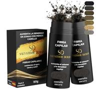Fibras Capilares Castaño Oscuro 50g | Pack 2 Unidades | Fibra Capilar Hombre y Mujer para Cubrir Calvas, Disimular Calvicie y Aumentar Volumen Cabello | Resistentes al Agua con Efecto Natural