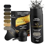 Fibras Capilares Gris 25g con Aplicador y Peine | Fibra Capilar Hombre y Mujer para Cubrir Calvas, Disimular Calvicie y Aumentar Volumen Cabello | Resistentes al Agua y con Efecto Natural