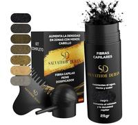 Fibras Capilares Negro 25g con Aplicador y Peine | Fibra Capilar Hombre y Mujer para Cubrir Calvas, Disimular Calvicie y Aumentar Volumen Cabello | Resistentes al Agua y con Efecto Natural