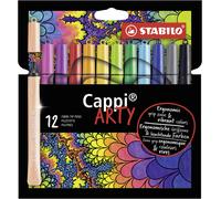 Rotulador STABILO Cappi - Estuche ARTY con 12 colores - Con anilla para no perder los tapones